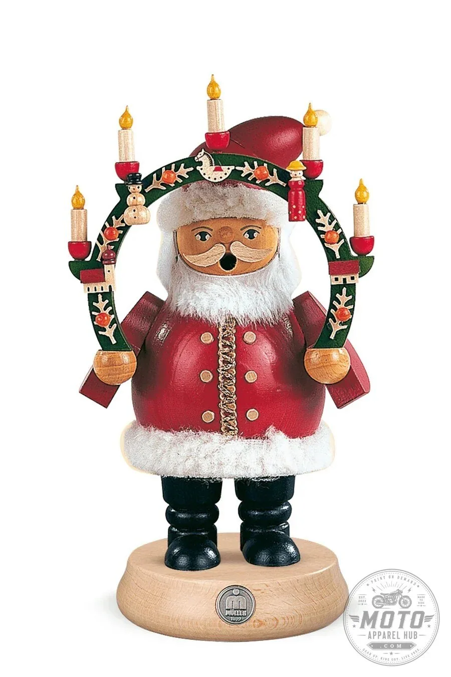 Santa Claus German Smoker with Candle Arch Christmas Holiday Figurine