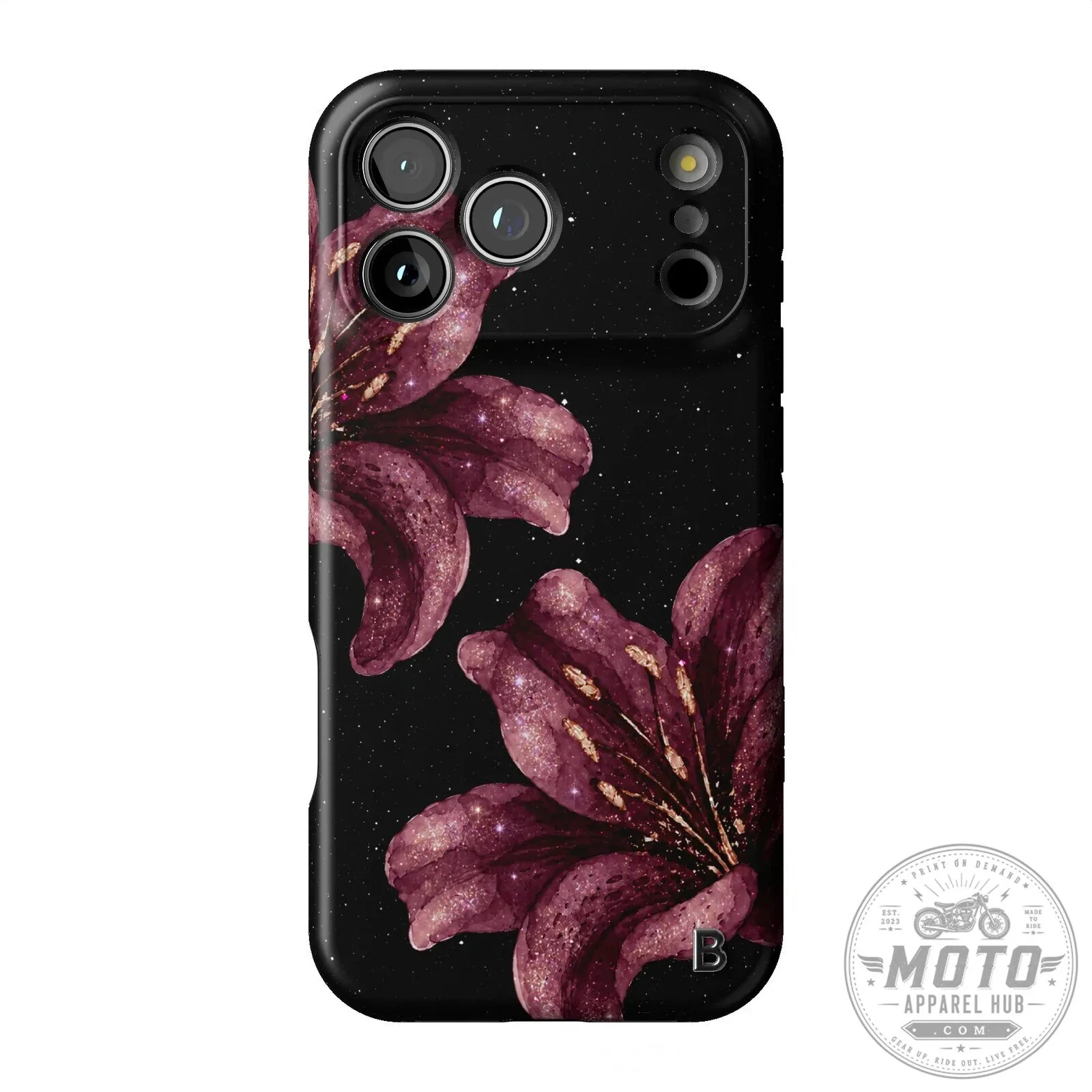 Sparkling Burgundy Floral Design Black Background iPhone Case 11 Sparkling Burgundy Floral Design Black Background iPhone Case