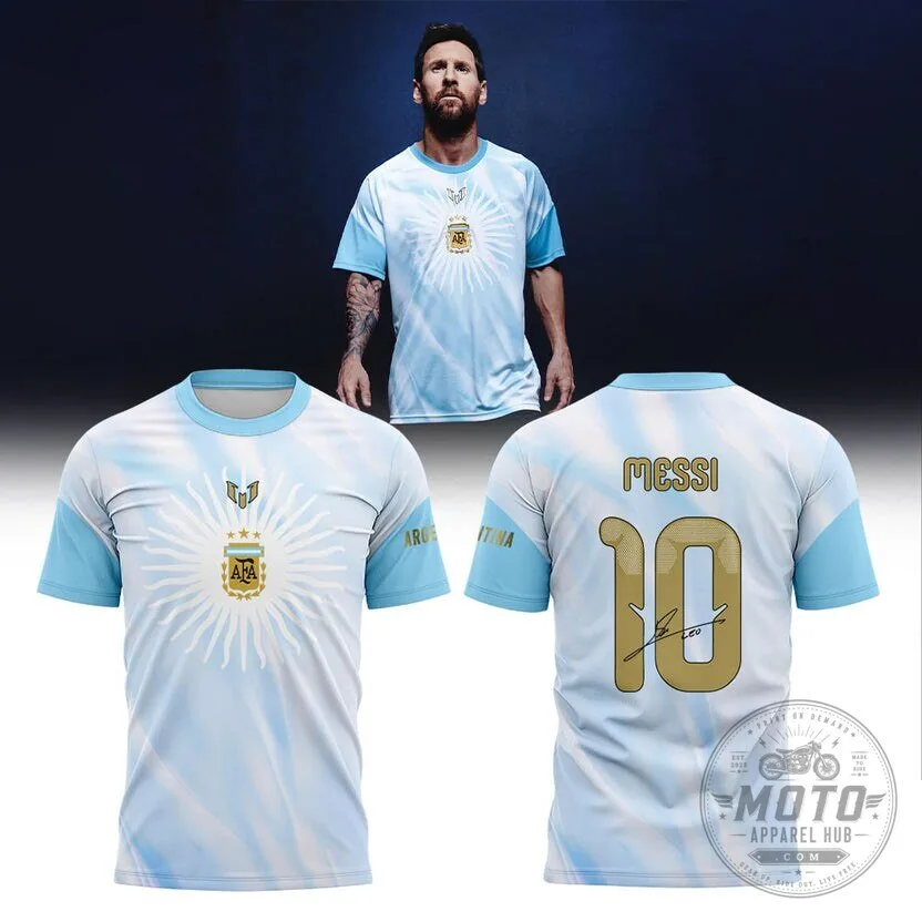 Lionel Messi Argentina Football Team Number 10 Signature T-Shirt 1 Lionel Messi Argentina Football Team Number 10 Signature T-Shirt