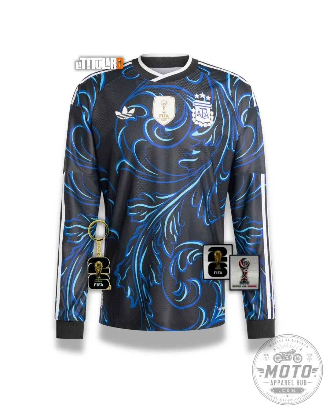 Away Long Sleeve Soccer Jersey for Argentina National Football Team - World Cup Edition 8 Away Long Sleeve Soccer Jersey for Argentina National Football Team - World Cup Edition