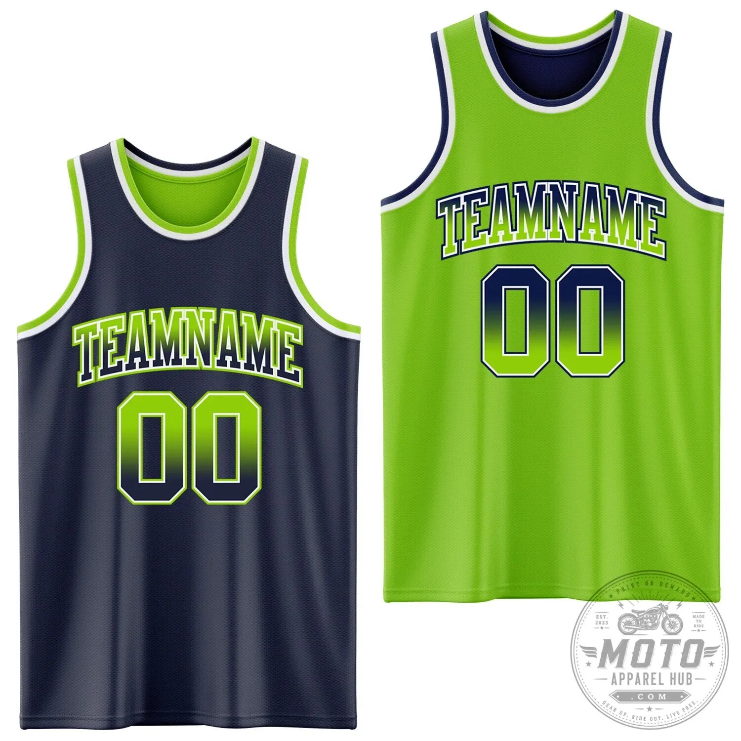 Custom Basketball Jersey Reversible Navy Blue Neon Green Fade Team Uniform 9 Custom Basketball Jersey Reversible Navy Blue Neon Green Fade Team Uniform