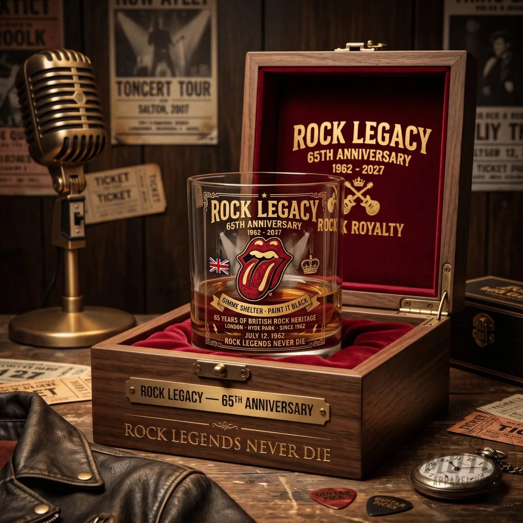 The Rolling Stones 65th Anniversary Rock Legacy Whiskey Drinking Glass The Rolling Stones 65th Anniversary Rock Legacy Whiskey Drinking Glass
