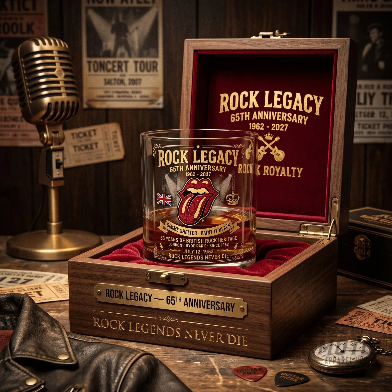 The Rolling Stones 65th Anniversary Rock Legacy Whiskey Drinking Glass